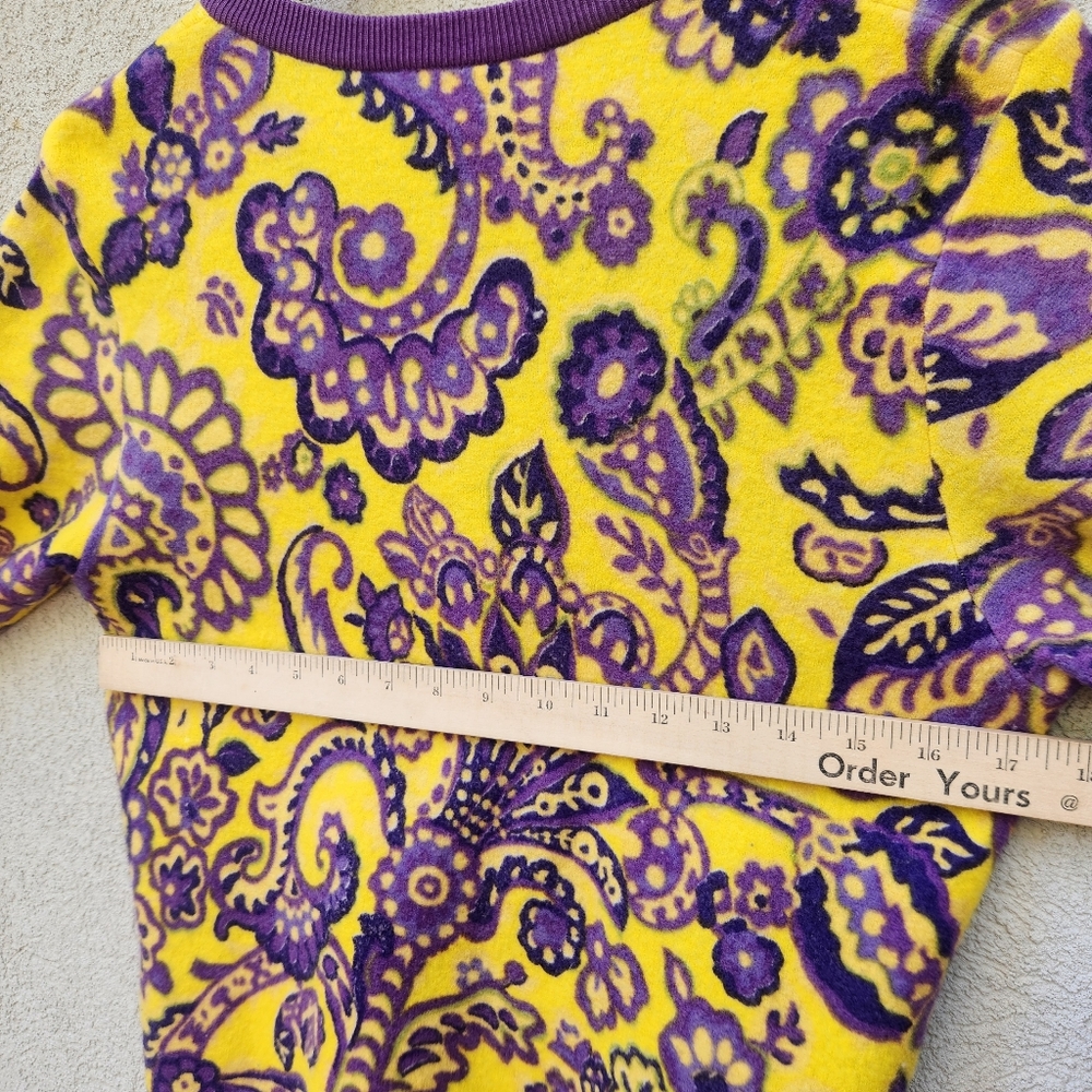 KATE SPADE Women's Cardigan Large Purple Yellow Paisley Wool Silk Blend Sweater - Picture 10 of 10